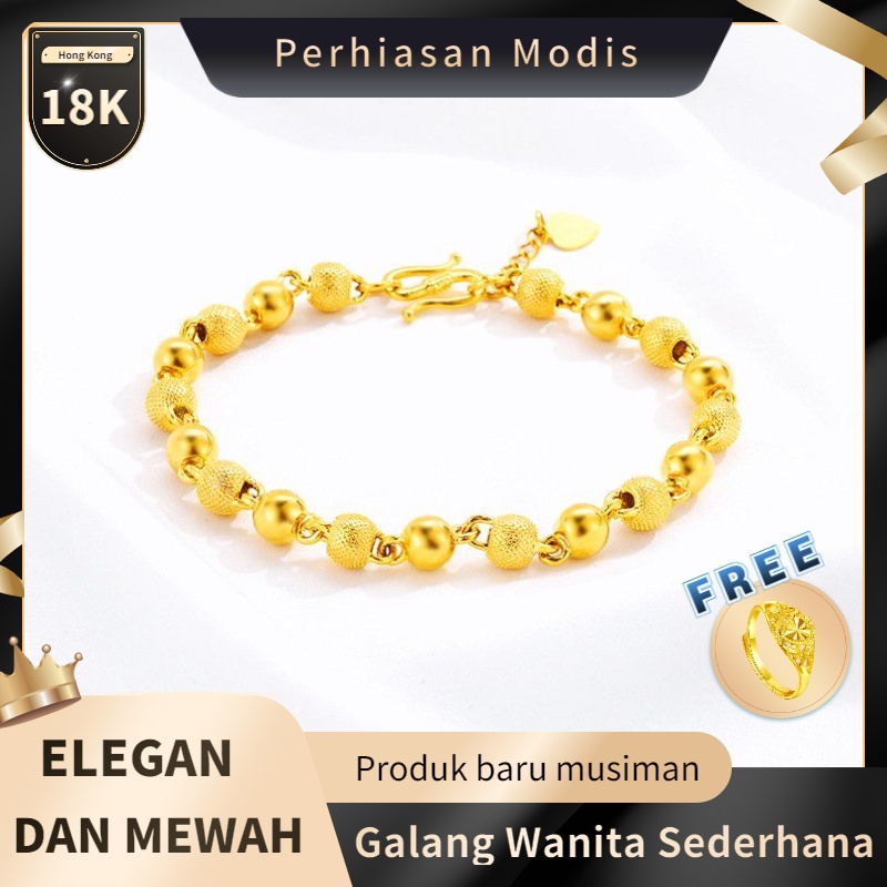 Gelang Wanita Emas Hong Kong Gelang Fashion Emas Murni Hadiah Pernikahan-2
