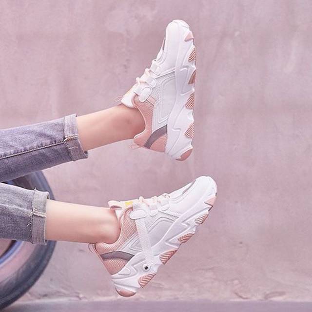 (COD/BAYAR DI TEMPAT) Sneakers Wanita Tali Korean Style Dasar Putih