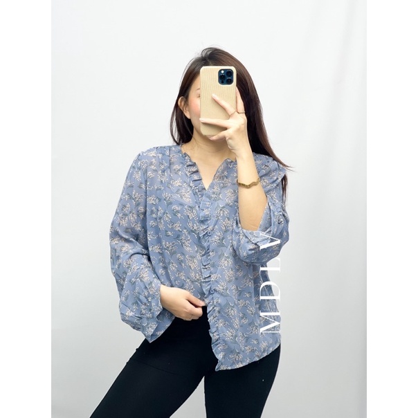 MDLV ~ 2600# Gabriel Floral Blouse Atasan Blouse Balon fashion Import