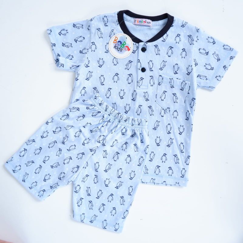 Setelan Anak Laki Laki Baju Pendek Celana Pendek Bobokids Setelan Anak Full Printing 1-5 Tahun