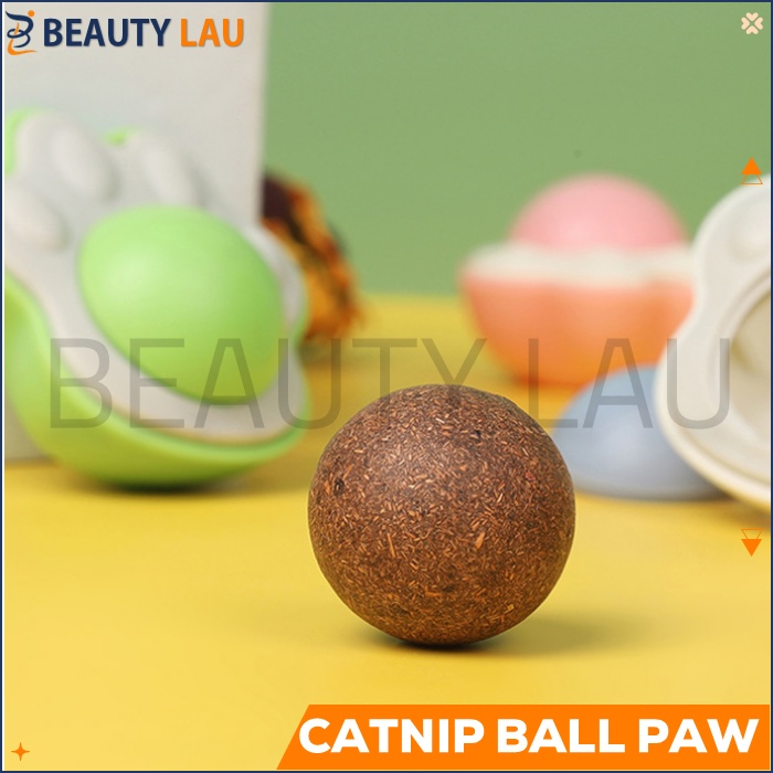 BOLA CATNIP KUCING BALL TEMPEL PUTAR PAW BENTUK KAKI CATMINT MAINAN KUCING ANTI STRESS DI RUMAH