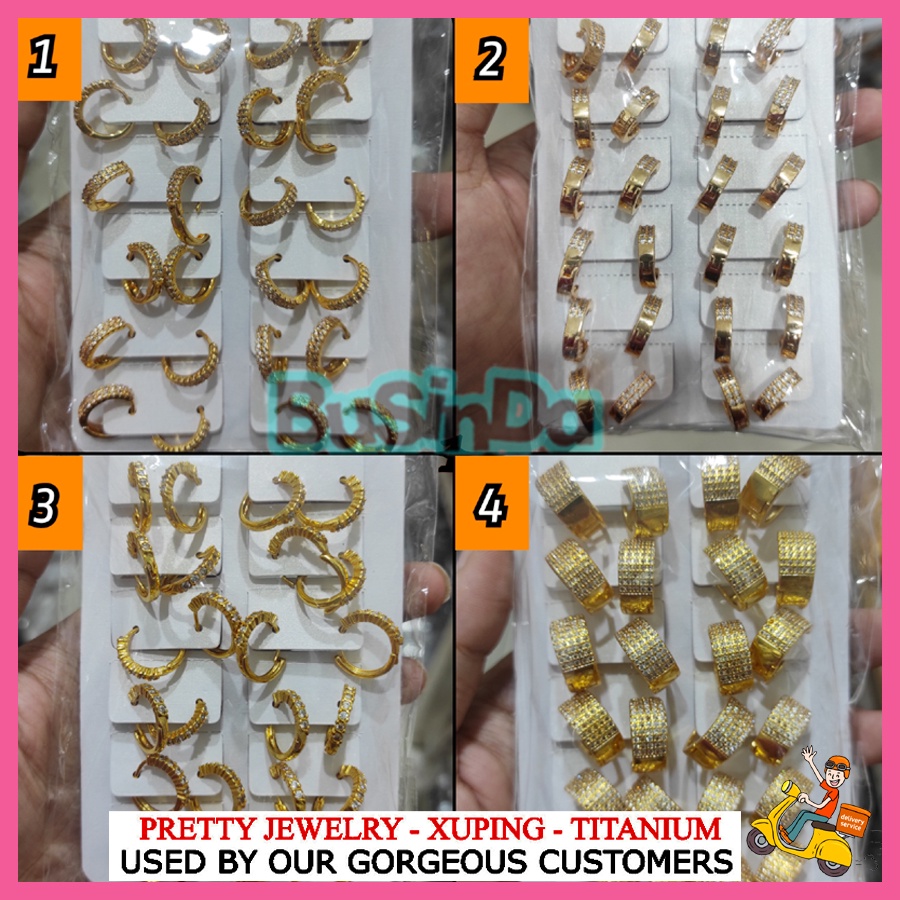 Xuping Perhiasan Fashion Anting Dewasa Anting Xuping Gold Model Clip Permata Baris