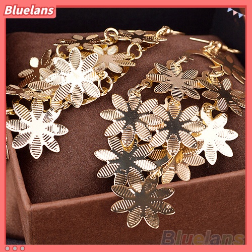 Bluelans Anting Kait Gantung Desain Snowflakes Multilayer Bahan Alloy Gaya Vintage Untuk Wanita