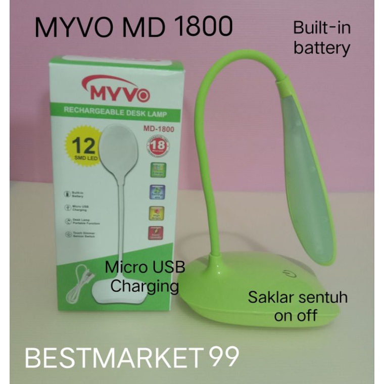 Lampu belajar minimalis sentuh / lampu baca Myvo MD 1800 .Promo  Free Buble Wrap Plus karton.