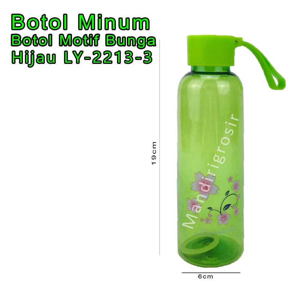 Botol Minum* Botol minum plastik * Motif bunga * warna hijau ly-22213-3 * 500ml