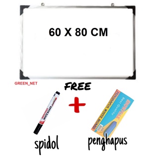 Papan Tulis Spidol dan Kapur / Whiteboard /  Blackboard Ukuran 60X80 (FREE SPIDOL DAN PENGHAPUS)
