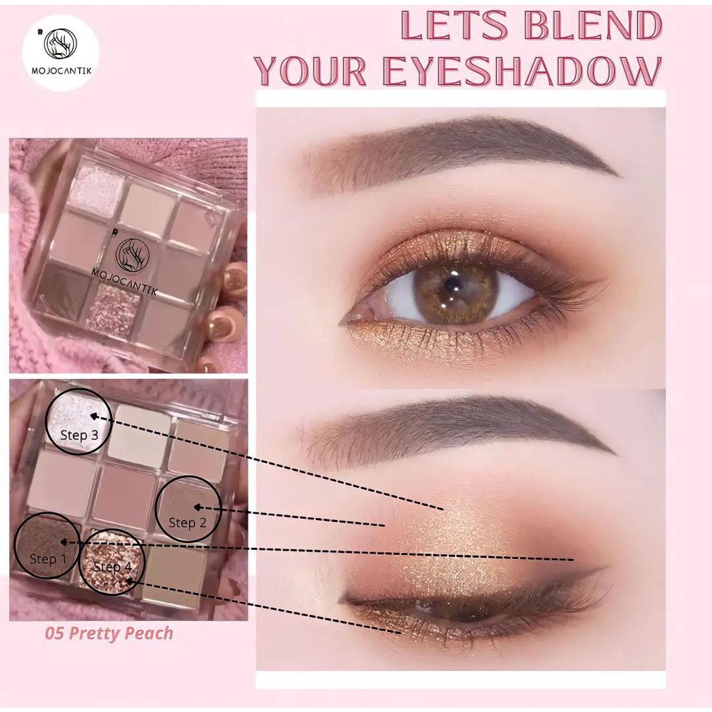 Mojocantik Eyeshadow Korean Pallete 9 Warna Pigmented Longlasting Eyeshadow