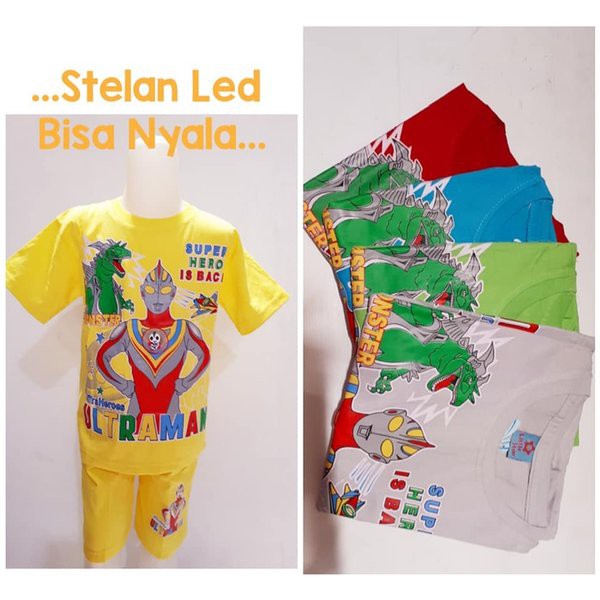 stelan led ultraman - baju stelan anak bisa nyala - stelan anak laki-laki - baju anak cowok
