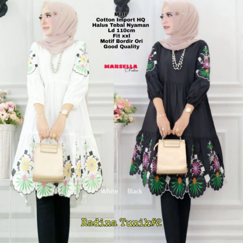 Radina Tunik Marsela Lengan Panjang Bordir Murah Premium Original Solo