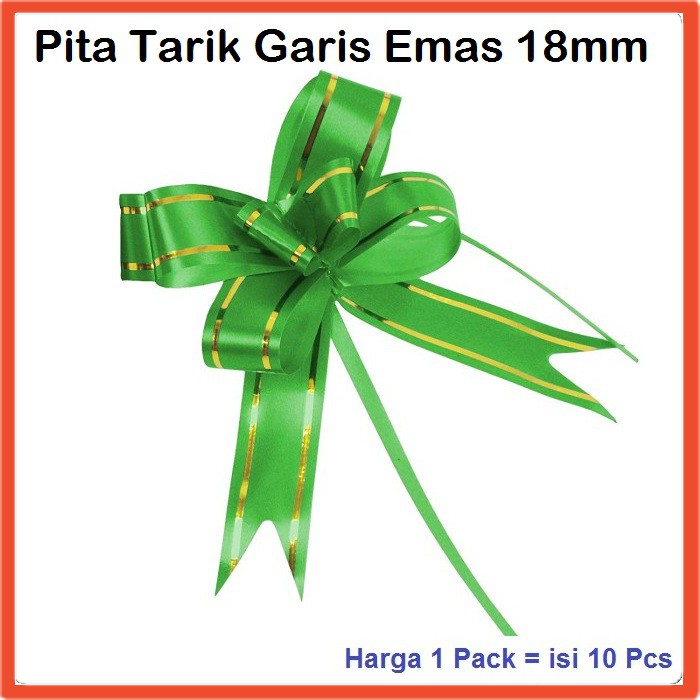 

Pita Tarik Serut Garis Emas 18mm 1 Pack isi 10 Pcs untuk Hiasan Kado