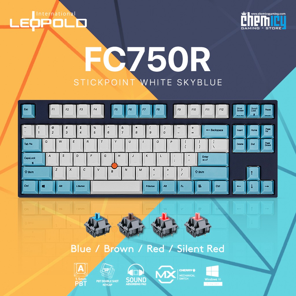 Leopold FC750R Stickpoint White Skyblue TKL Mechanical Gaming Keyboard