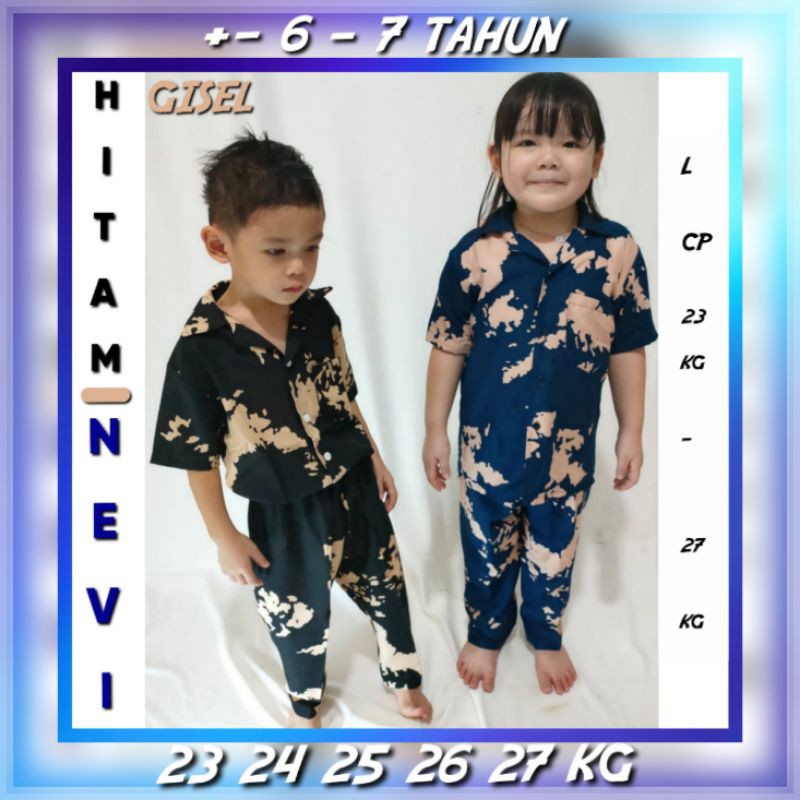 ONE SET RAYON PREMIUM ANAK 1 TAHUN SAMPAI ABG /MODEL KERAH KEMEJA/MOTIF CORAK