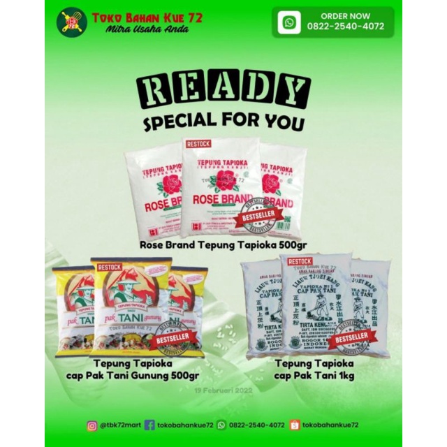 

TEPUNG TAPIOKA ROSE BRAND TANI BOLA DELI LIAUW LOING PIT SURGA KEBUTUHAN KU