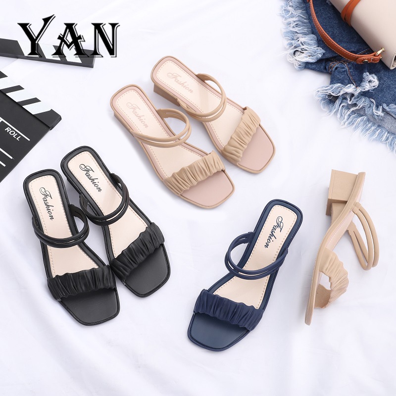 YAN Sendal Wanita Heels Wanita Kasual Sandal Wanita Sandal Hak 5cm