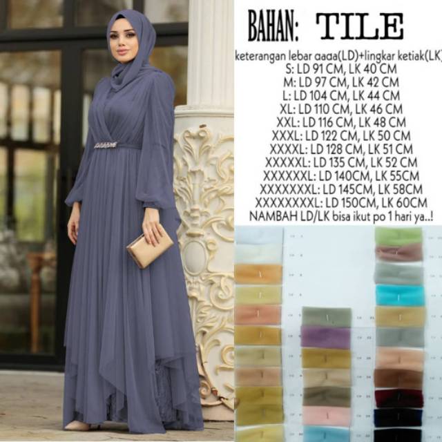 Aluna dress tile baju pesta jumbo Bigsize