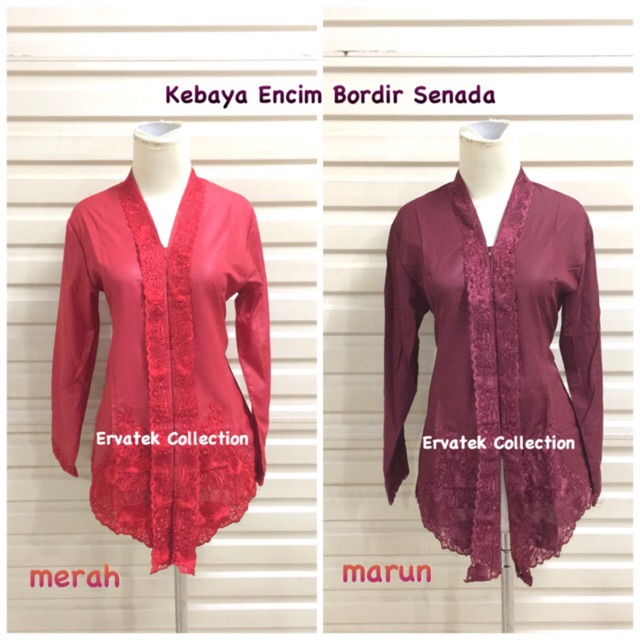 Kebaya Encim Bordir Katun 0007 Panjang | Kebaya Kartini Modern | Seragam Kantor, Sekolah, Wisuda