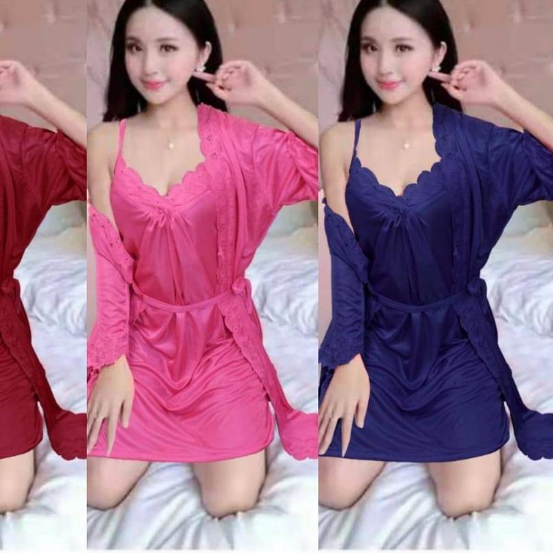 ☟ hokyfashion BAJU TIDUR SANTAI PIYAMA WANITA KIMONO SET RECOMANDED / NAVY.MAROON.FANTA ♙