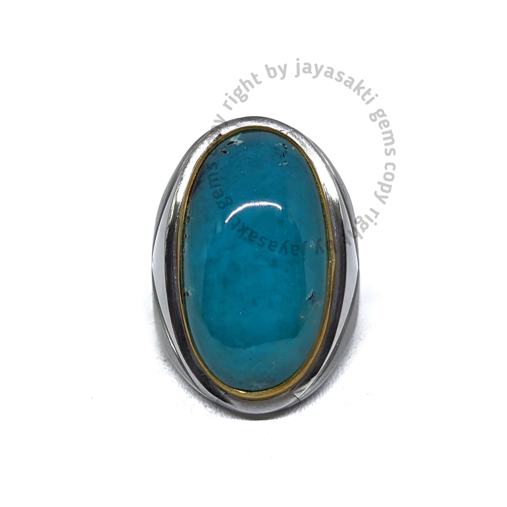 Natural Batu Akik Bacan Palamea Kristal Tembus Ring Monel BPM03