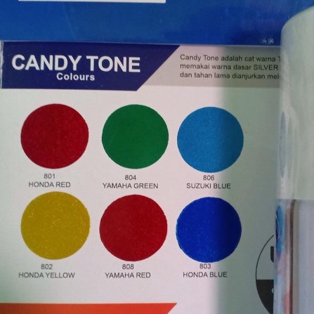 CANDY TONE COLOURS DITON Spray Paint Acrylic Lacquer Paint 300cc Pilox Pilok Cat Semprot Warna CANDYTONE - 300ml (Red, Green, Blue, Yellow, Silver, Clear)