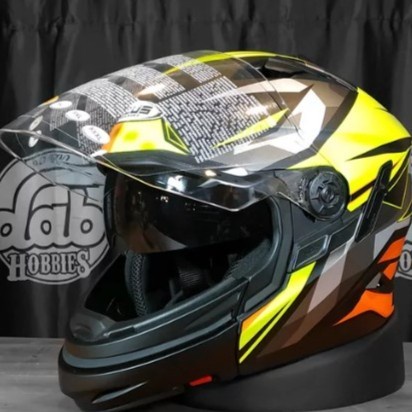 ZEUS ZS 613C MBLK AJ13 FLUO YELLOW | HELM MODULAR