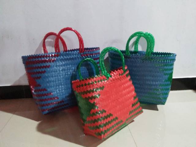 Tas anyaman kaca serbaguna (tas belanjaan/tas anting)