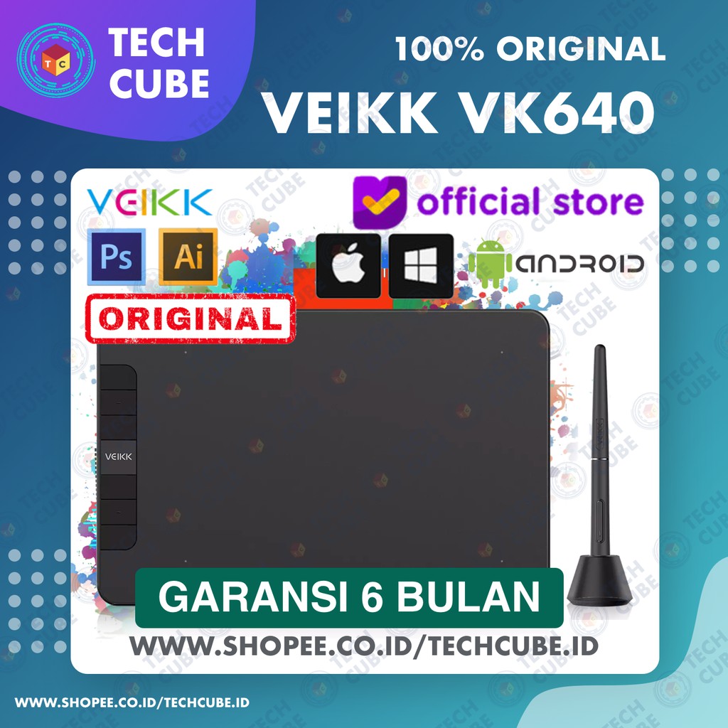 Veikk Vk640 Digital Graphic Drawing Pen Tablet Osu Alter S640 A30 A50 Shopee Indonesia