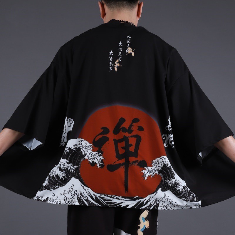 Baju Kimono Pria Japanese Kimono Man Yukata Haori Cardigan Men Samurai Clothing Kimono Jacket Men's