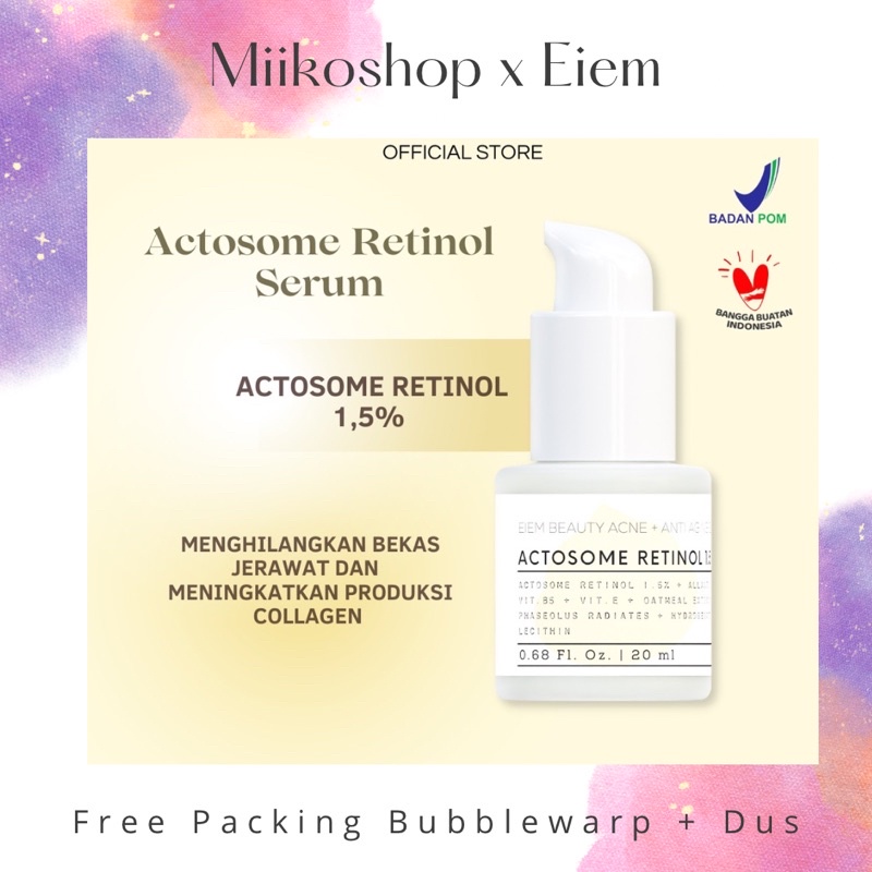 [READY KEMASAN BARU] Eiem beauty Acne + Anti Aging Serum, actosome retinol 1.5%