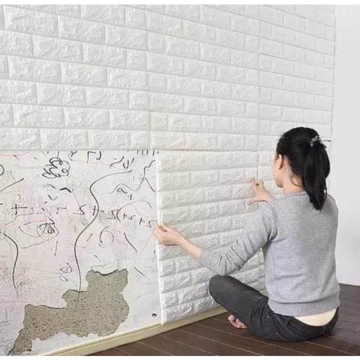 Wallpaper Dinding 3D Motif Batu Bata Foam Ukuran 70x77cm Ketebalan 3mm dan Banyak ukuran Lain Murah Meriah-8