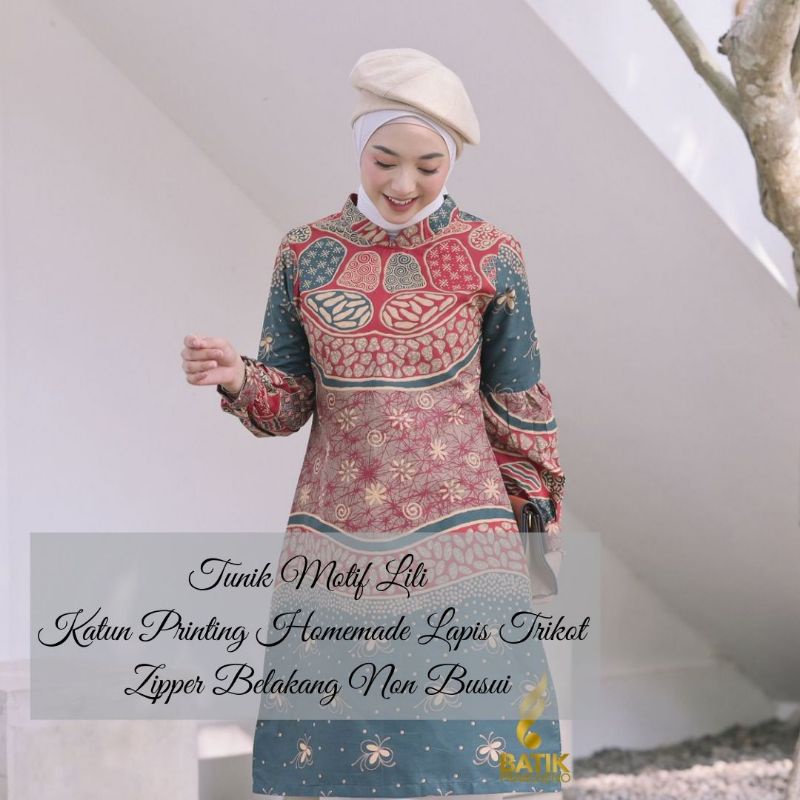 TUNIK BAJU BLOUSE ATASAN WANITA BATIK PRABUSENO ORIGINAL MOTIF LILI  BAJU KERJA