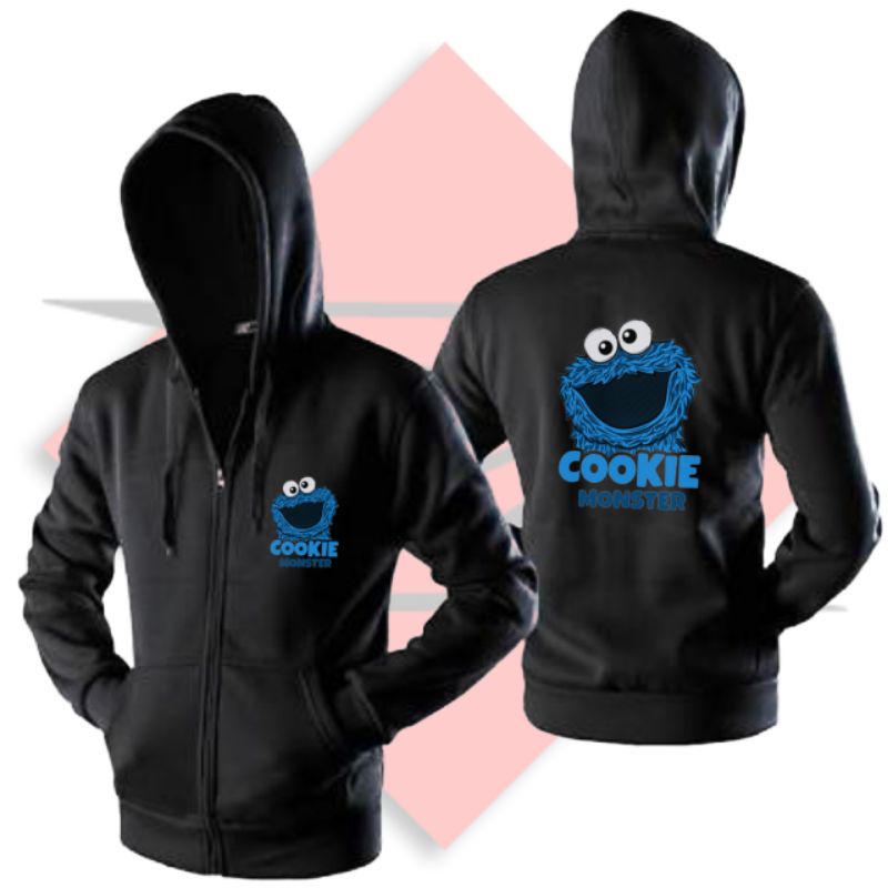 Jaket Hoodie Zipper Sesame Street Cookie Monster