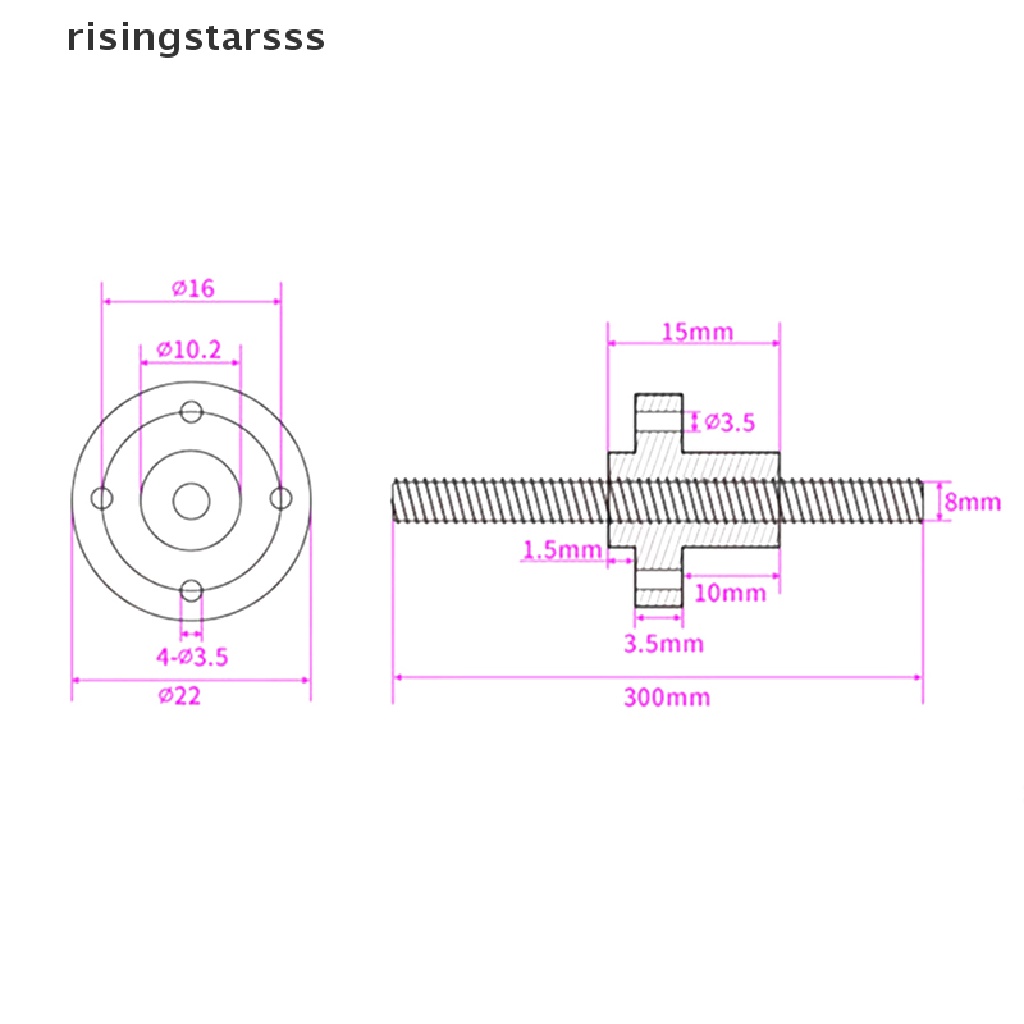 Batang Trapezoidal T8 Lead Screw Thread 8mm Lead1Mm Dengan Mur Kuningan Untuk Printer 3d