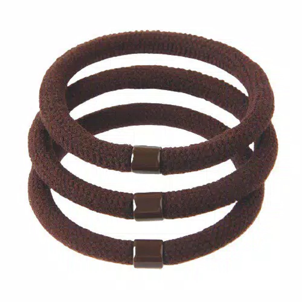 FJCO - Ikat Rambut Korea PolosTebal / Karet Rambut / Kuncir Rambut / Kunciran Rambut KM-034-coklat tua