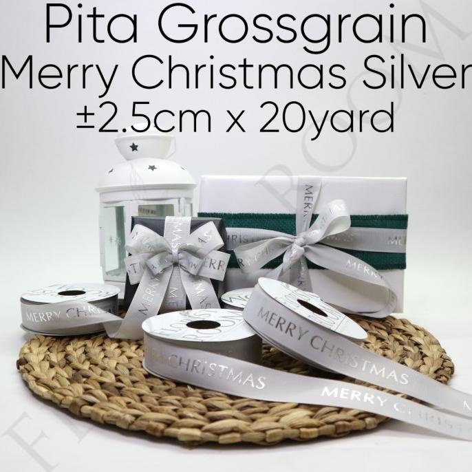 

Best Product!!! Pita Grossgrain Merry Christmas Silver 2.5Cm X 20 Yard - Paling Dicari