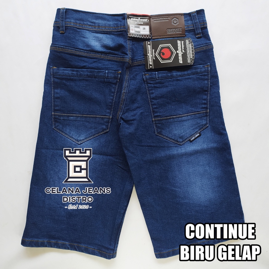 Celana Jeans Pendek Pria Biru Gelap Distro Continue