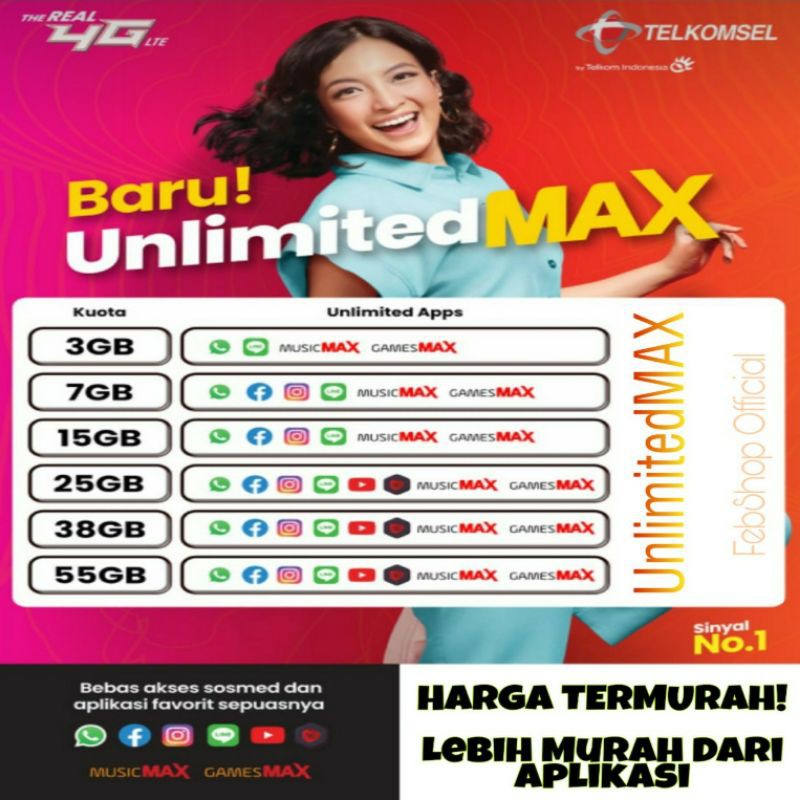 Harga Promo Paket Unlimited Max Telkomsel Inject Langsung Masuk Baca Deskripsi Shopee Indonesia