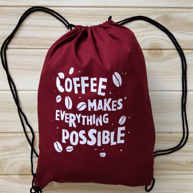 STRINGBAG TAS RANSEL SERUT SABLON COFFEE MAKES |bahan drill halus premium