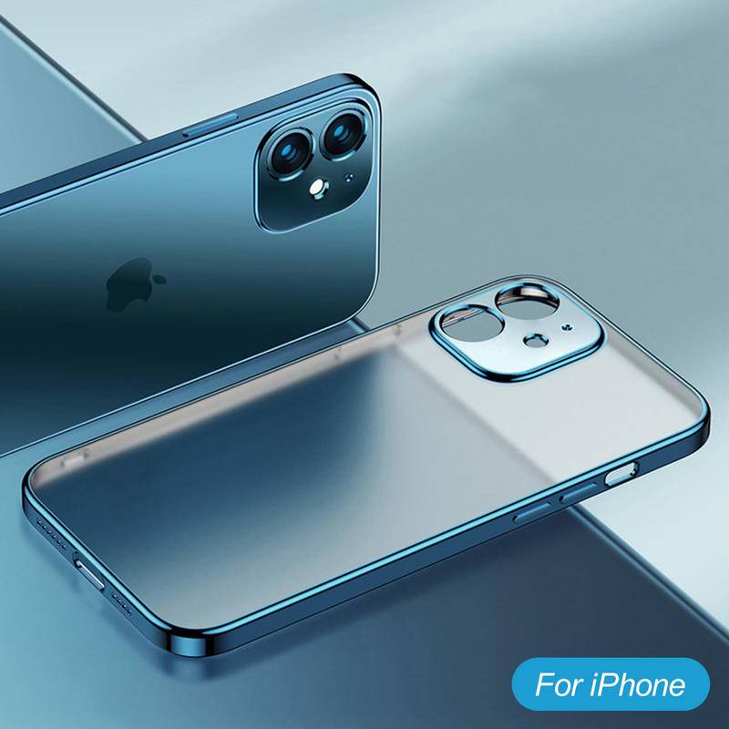 Soft Case Silikon Transparan Frame Kotak Cover iPhone 13 12 11 Pro MAX Mini X XS MAX XR SE 2022 2020 6 6S 7 8 Plus