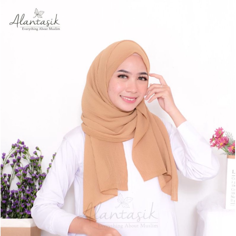 Alantasik - Pashmina Pasmina  plisket ceruti Plain Pleated Crinkled babydoll Tudung  Basic Shawl G.R.1