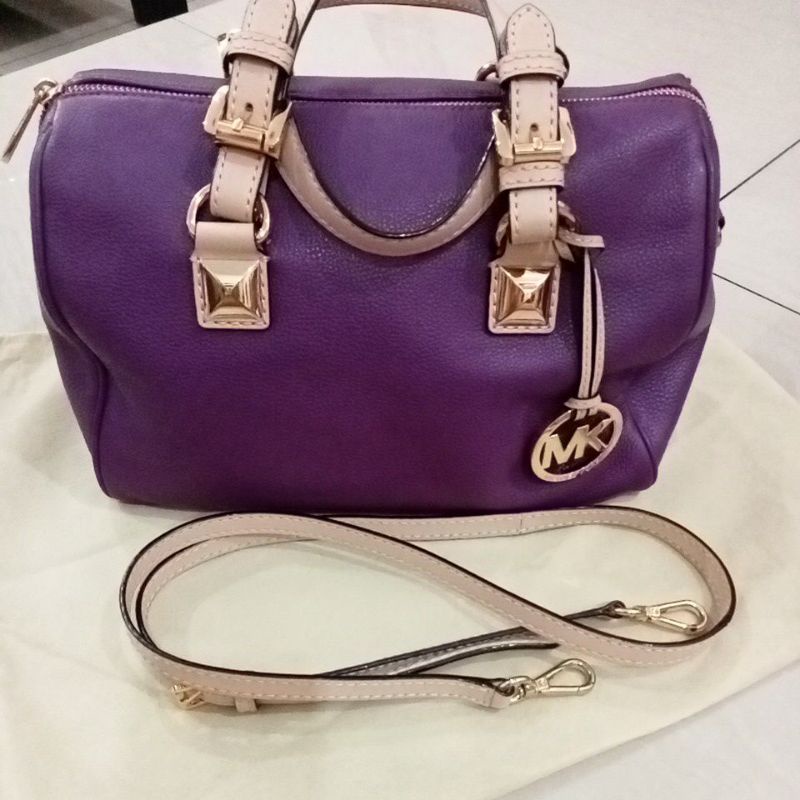 tas MK ungu kulit asli