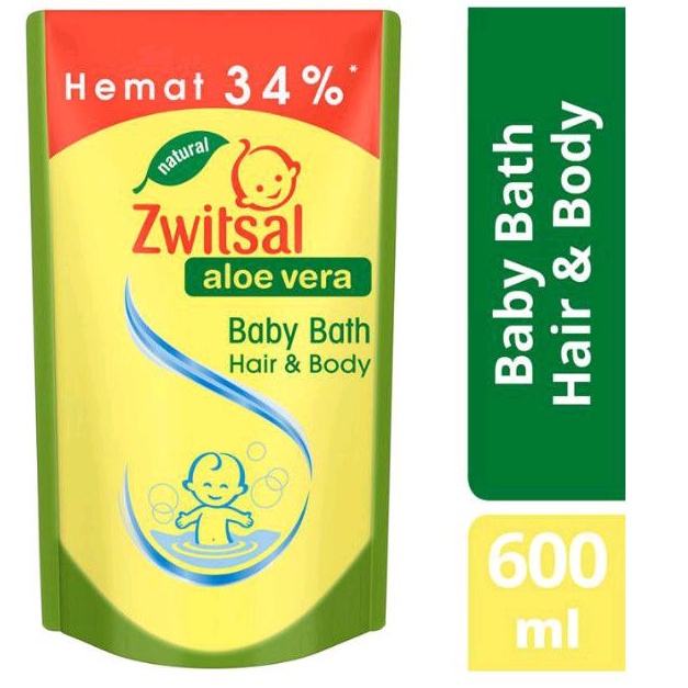 Zwitsal Natural Baby Bath 2-in-1 Hair &amp; Body Pouch 600ml