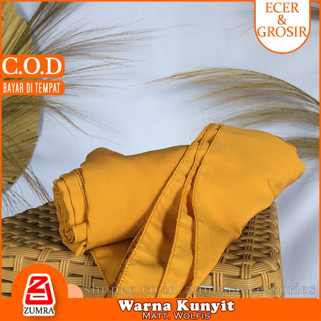 Pashmina Wolfis Super Jumbo 200 x 100 cm Pasmina Woolpeach Syari Premium Ala Malay Exclusive-Kunyit