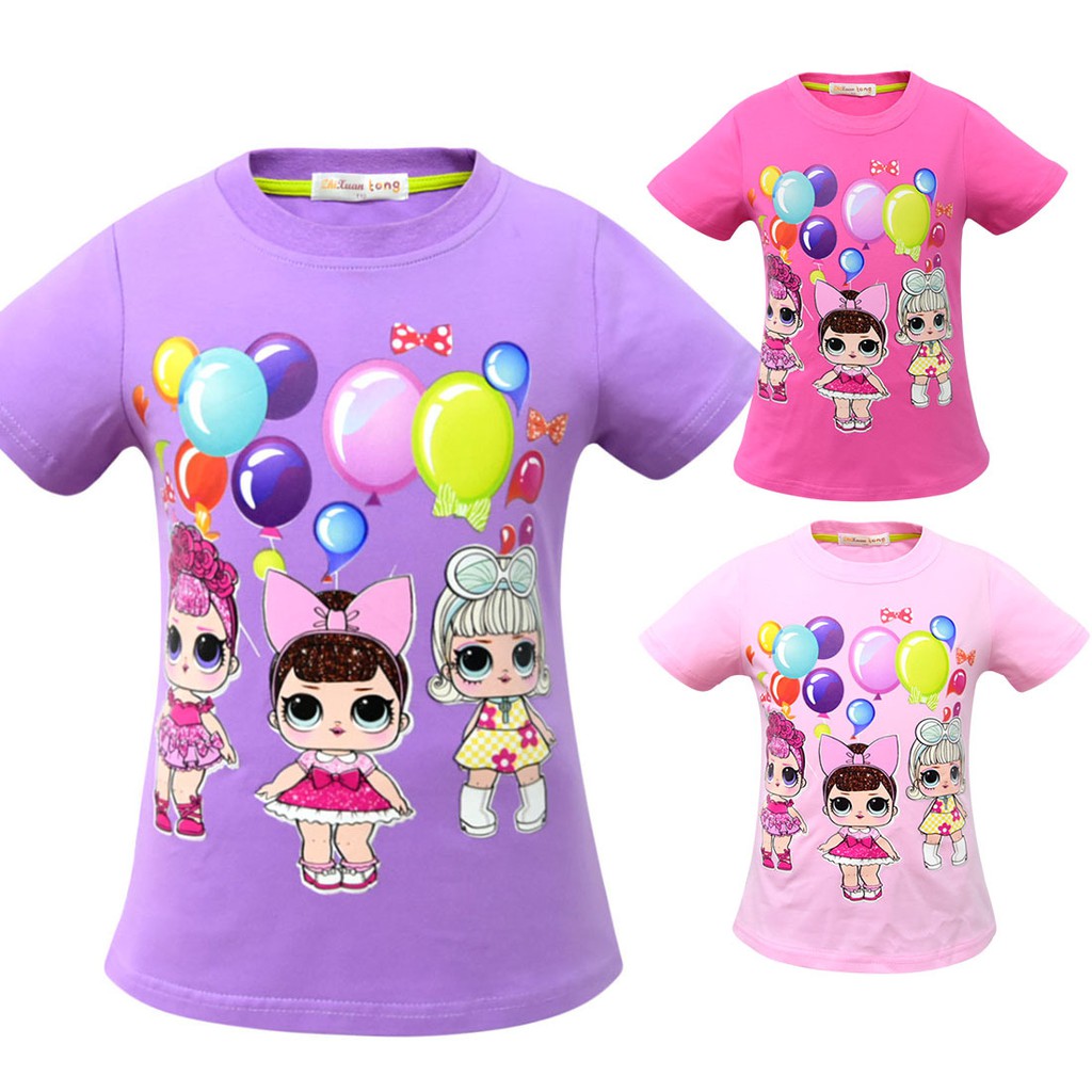 Kaos Blus Casual Dengan Bahan Katun Dan Gambar Kartun LOL Doll Untuk Perempuan