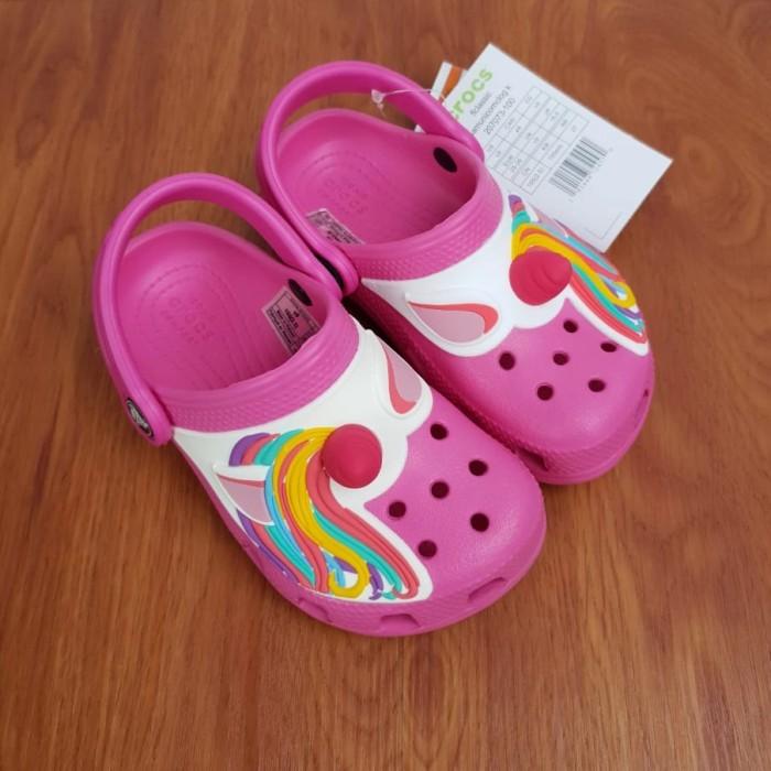 CROCS SANDAL ANAK UNICRON 3D CLOG KIDS ORIGINAL CROCS - PINK BERRY PROMO