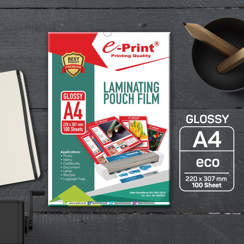 

E-Print Laminating Pouch Film ukuran A4 ECO Ekonomis