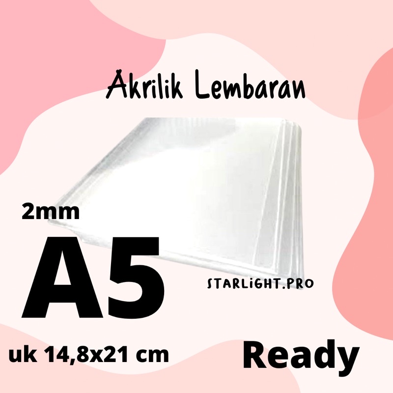 

Termurah! readystock cutting Akrilik lembaran A5 bening laser bahan craft gift