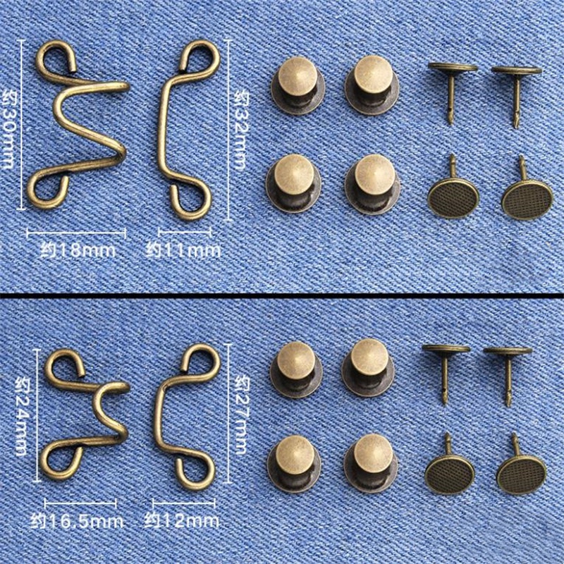 1Set DIY Invisible Universal Detachable No Needed Sewing Replacement Stretch Jeans Waist Extender Button Button