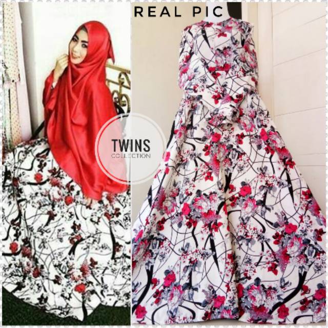Gamis Nippon Merah/Gamis keren/Baju Muslim Wanita /gamis Deanara Syarii/gamis best seller