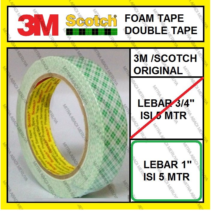 

Foam Tape 3M Double Tape 3M Scotch 1" isi 5 meter Lakban Busa