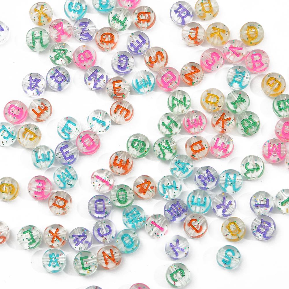 4X7 Mm Akrilik 100 Pcs/lot Transparan Bahasa Inggris Huruf Beads Alphabet Spacer Manik-manik Longgar Membuat Gelang DIY Perhiasan Aksesoris